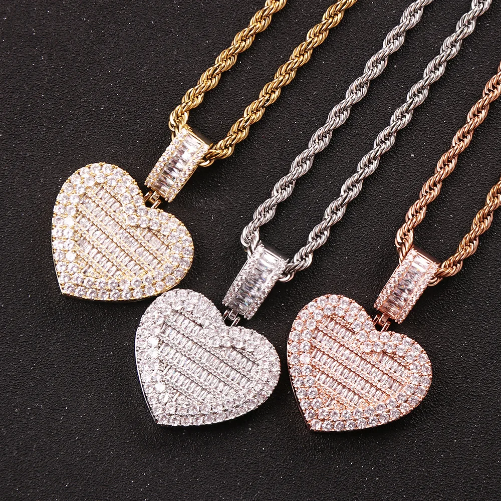 Trend flip love collection photo frame pendant filled with zircon jewelry hip-hop necklace jewelry