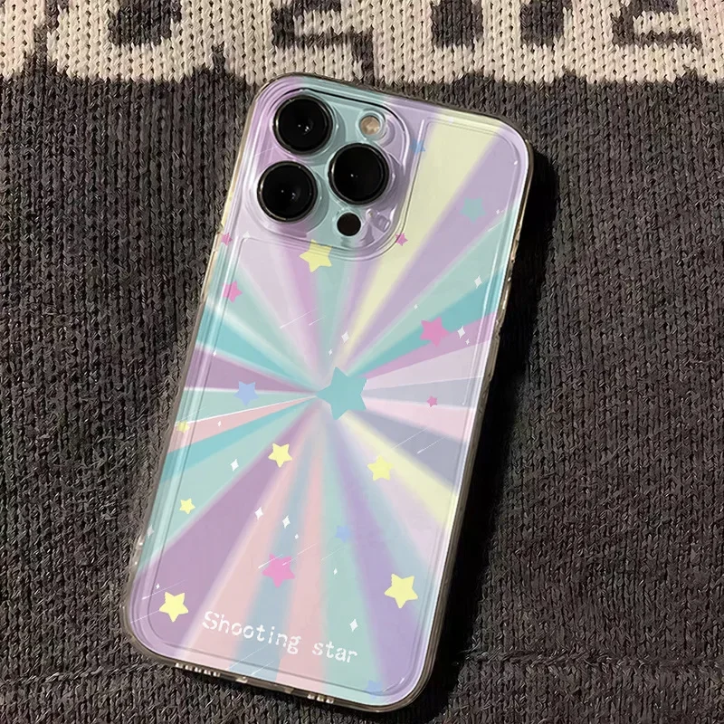 Colorful light pattern Phone Case for iPhone 16 15 14 13 12 11 Pro Max X Xs Max XR 12 Mini Soft Clear Cover Transparent Fundas