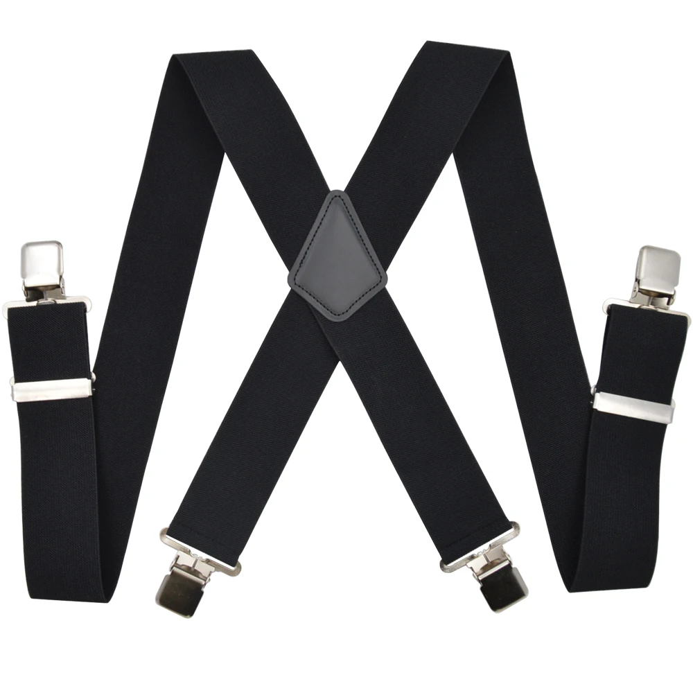 Suspenders for Men 50mm Wide Heavy Duty Big Size Work  Strong clips Pants Adjustable Braces Retro X Back Elastic Trouser solid