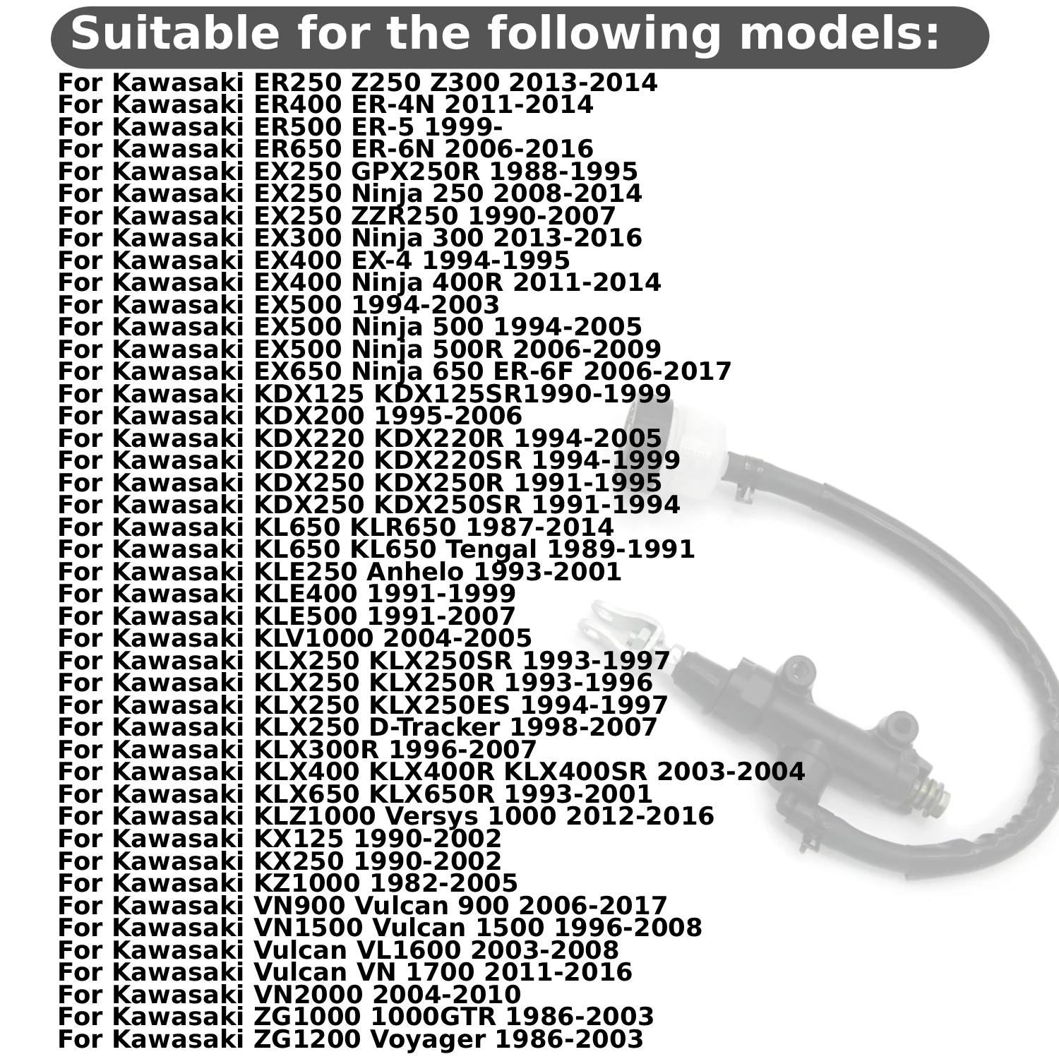 Rear Caliper Brake Master Cylinder For Kawasaki ER250 Z250 Z300 ER400 ER-4 ER500 ER-5 ER650 ER-6N EX250 GPX250R Ninja 250 ZZR250