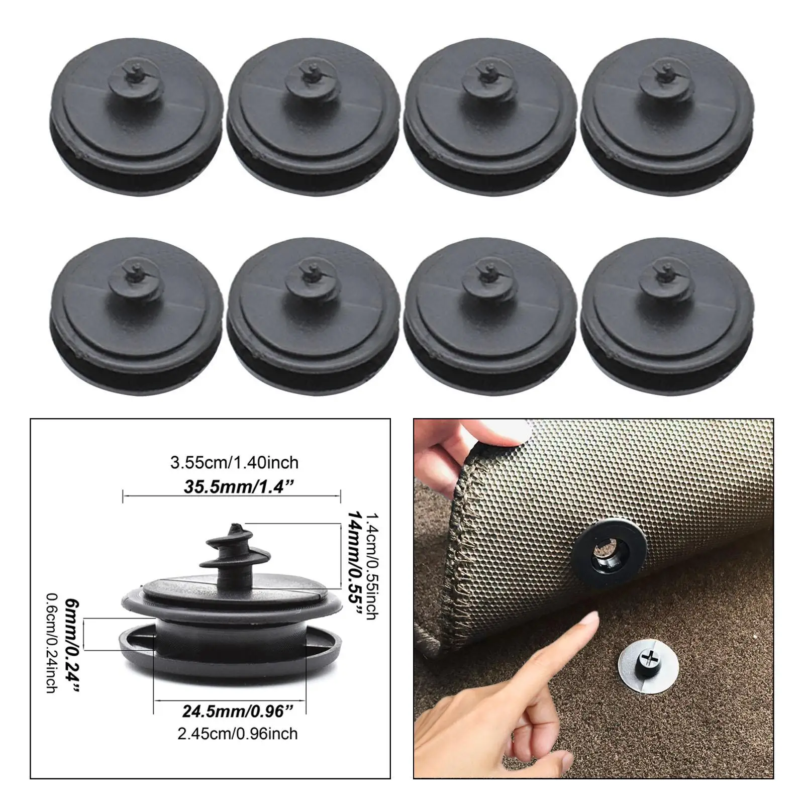 8Pcs Generic Car Floor Mat Clips Floor Mat Clips Kit High Performance Holder Clamps Black Car Carpet Clips Nylon for SUV