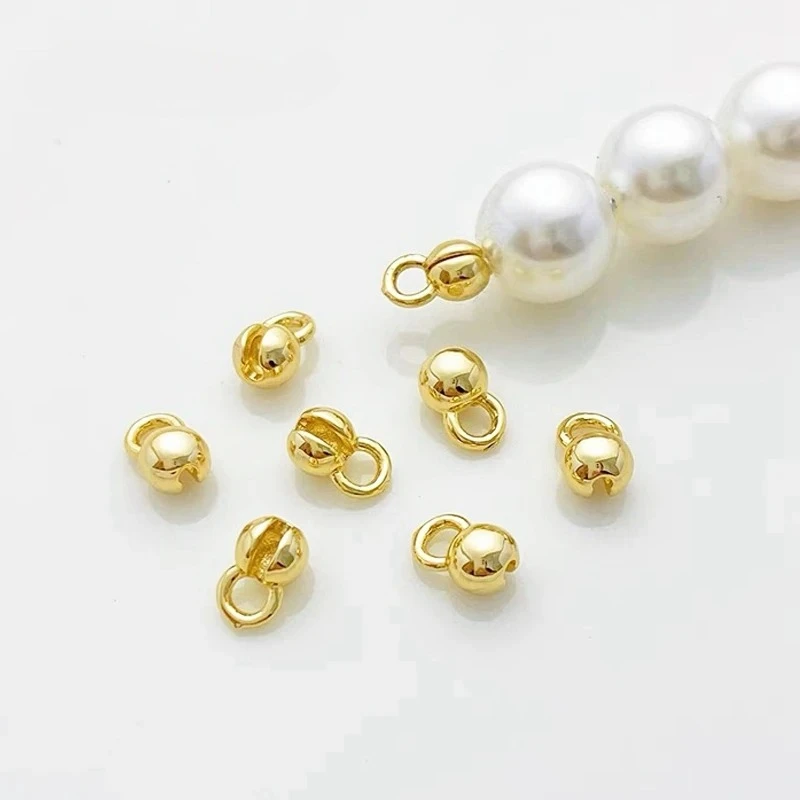 Clam Shell Bead Tips 18K Gold Plated Ball Chain Connector Crimp End Beads DIY Bracelet Jewelry Making Supplies