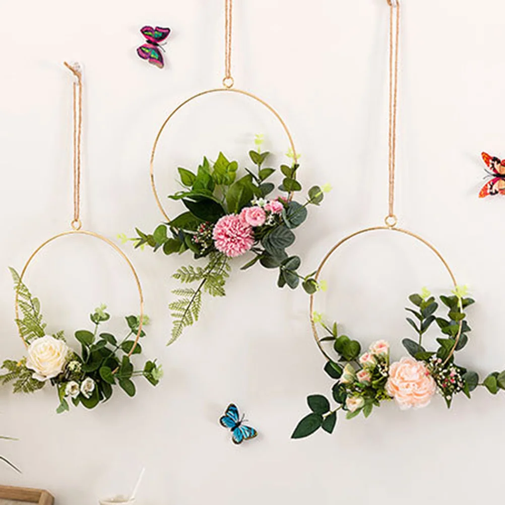 

Large Floral Wreath Wall Hanging Artificial Hydrangea Garland Pink Rope Hanging Iron Art Wedding Backdrop Nursery