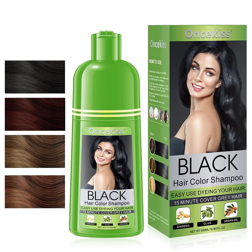 2-in-1 Shampoo & Hair Dye – Gradual Black Color Depositing,500ml Large Bottle & Pouch Options, Easy Daily Use, Natural Coverage