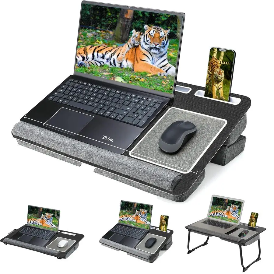 

Desk with Cushion Fit up to 17 Laptop Desk for Bed Couch, Adjustable Computer Tray Table for Adults,Portable Foldable Lap Stand