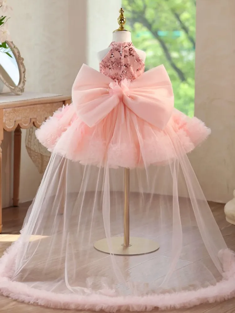Hochwertiges Abendkleid für Mädchen, für Klavierauftritte, Geburtstage, Hochzeiten, Blumenmädchen A5040 Großhandel – Detail 5