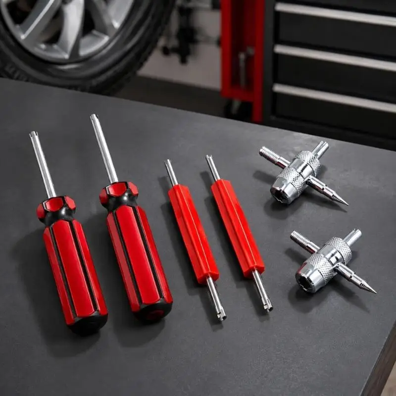 M76E Tire Stem Service Set Combining Three Distinct Handheld Implements for Bikes