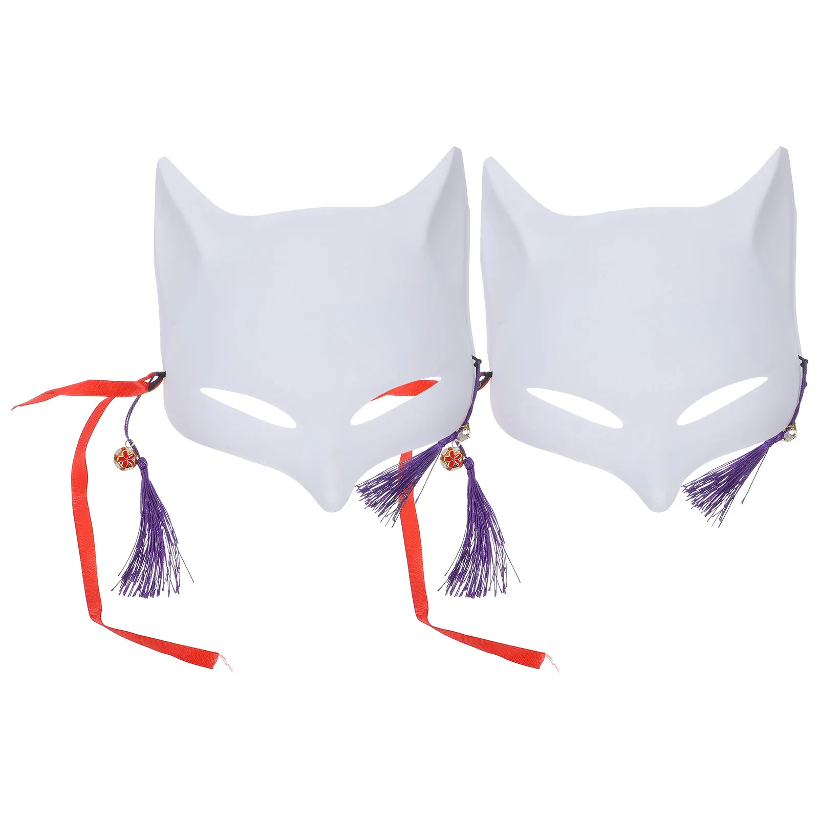

2Pcs Black PVC Masks DIY Fox Masquerade Unpainted Blank H Painted Halloween Costume Cosplay Gras Accessories