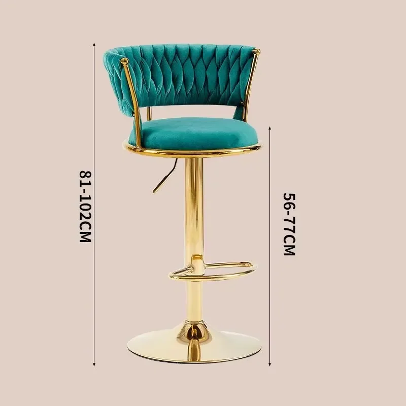 Modern Metal Bar Stool Adjustable Height Swivel Chair with Backrest for Kitchen Island Counter Living Room Home Furniture