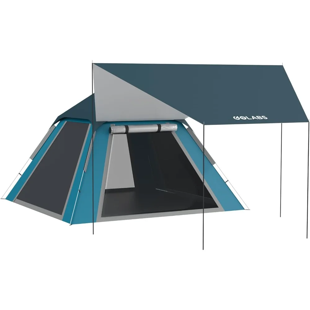 

2-3 Person Camping Tent w/ 9.5x8.5 ft Canopy, 3-Minute Setup by Pre-Attached Pole, PU1500mm Waterproof, 4 Side Mesh Tent Top