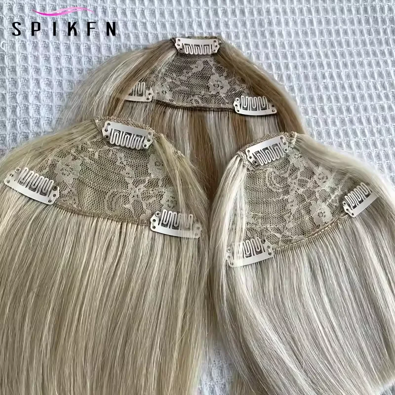 ジェット/ナチュラルブラック人毛前髪 女性用 8インチ 20g ストレート レミー ナチュラル人毛フリンジ クリップインヘアピース 3クリップオン