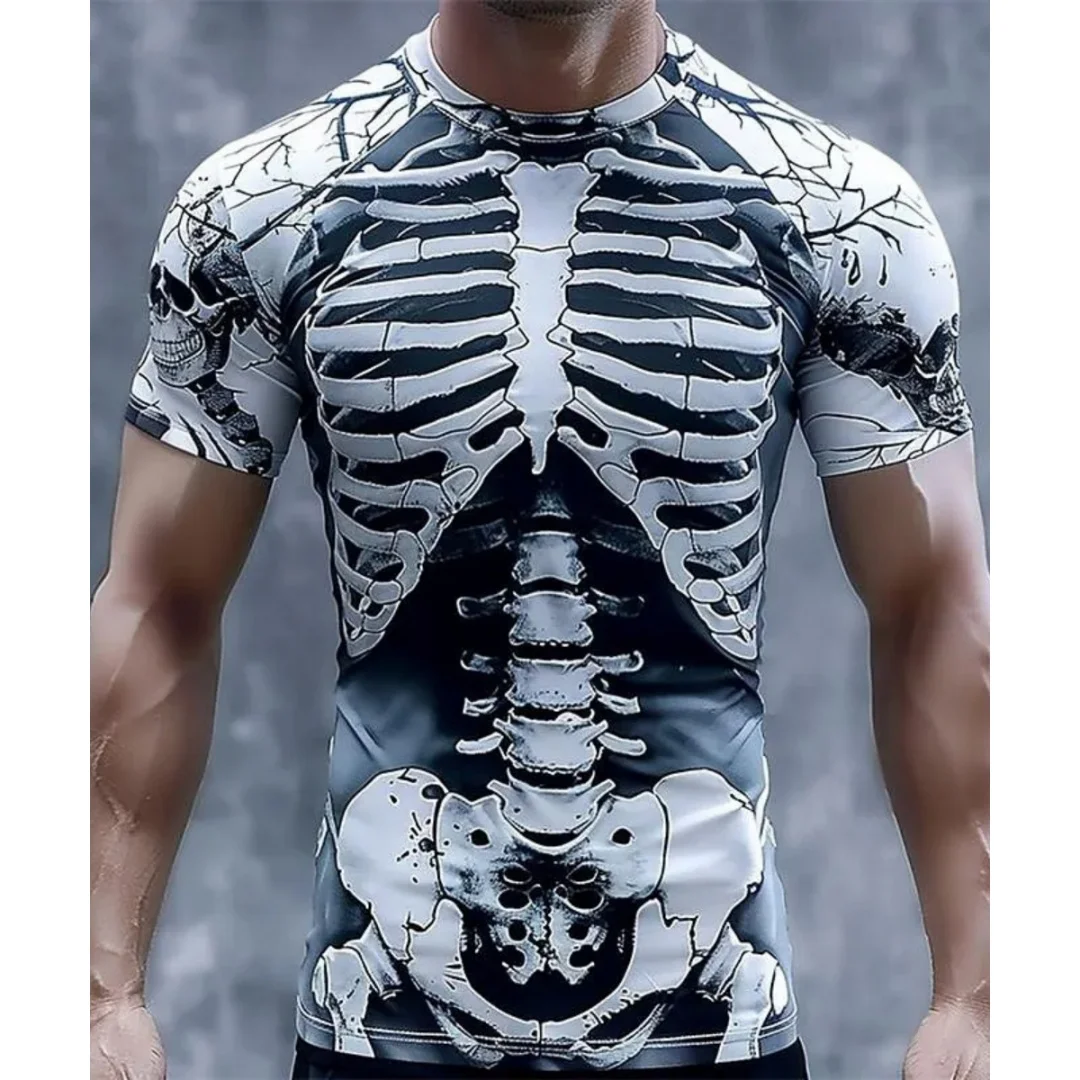 Футболка с рисунком человеческого черепа на Хэллоуин, летняя спортивная футболка с 3D принтом, быстросохнущая мужская футболка, детская одежда, футболка Y2k Woman
