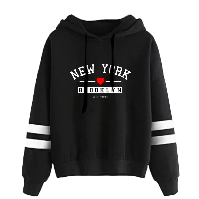 Hoodies เสื้อสตรีพิมพ์ทุกวันอเนกประสงค์ Pullovers Stripe Jogging กีฬาเสื้อผ้า Casual Street ผู้หญิง Hooded Tops 2025