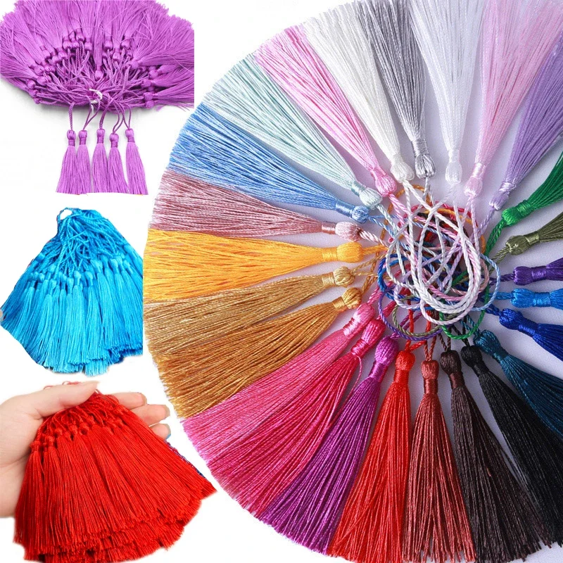 32/100Pcs 7CM Polyester Silk Tassel Fringe Brush Tassels Trim for Crafts DIY Jewelry Home Decor Embellish Curtains Accessories