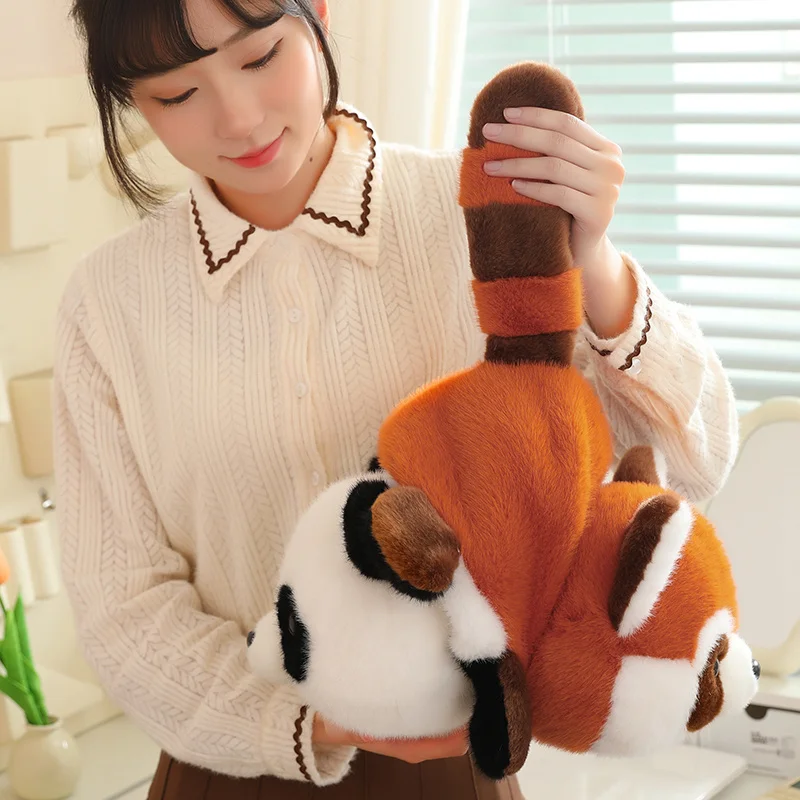 New cute flip red panda into a small raccoon party panda plush doll simulation doll girl birthday gift prince