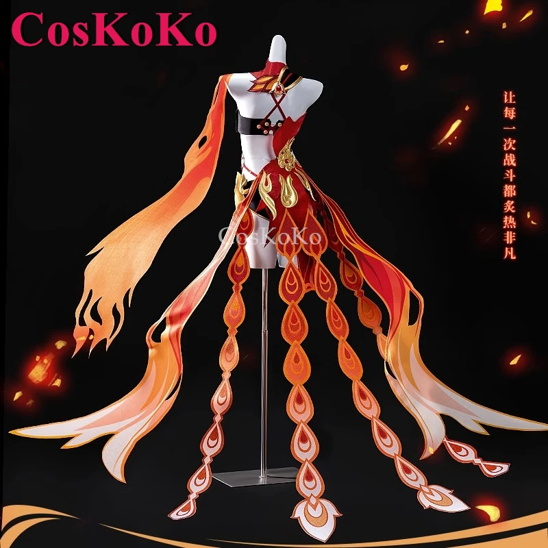 CosKoKo Fu Hua Cosplay Game Honkai Impact 3 Costume Garuda Sweet Elegant Red Combat Uniforms Halloween Party Role Play Clothing