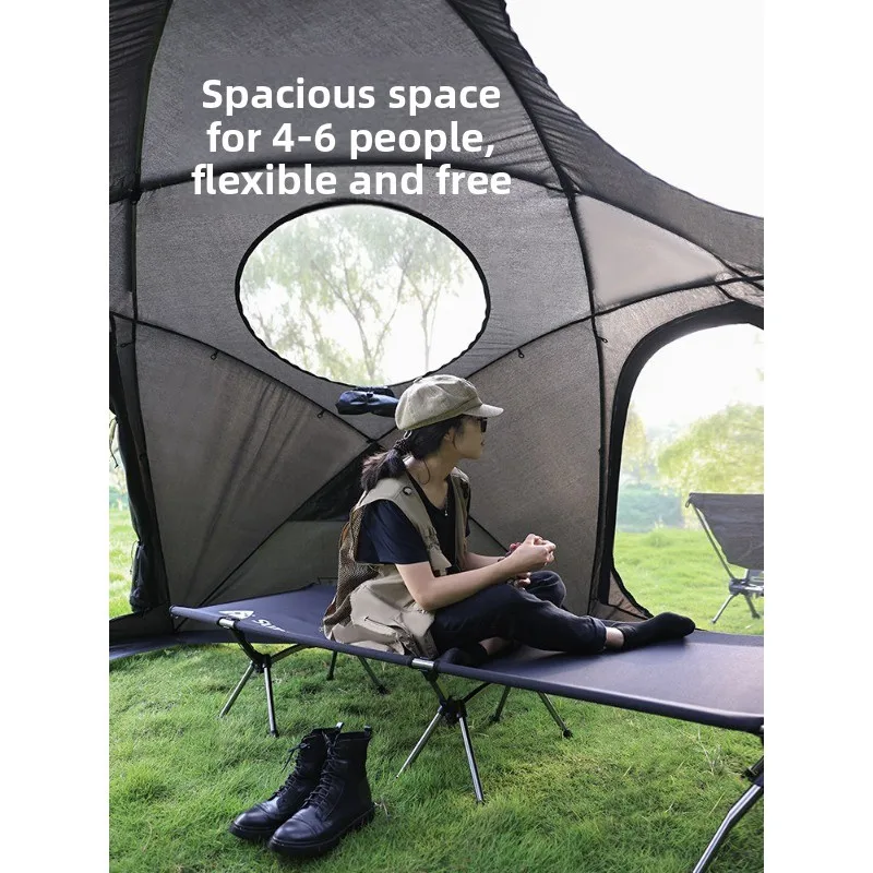 Mountain door spherical tent outdoor automatic quick opening portable blackening camping large windproof thickened rain cloth