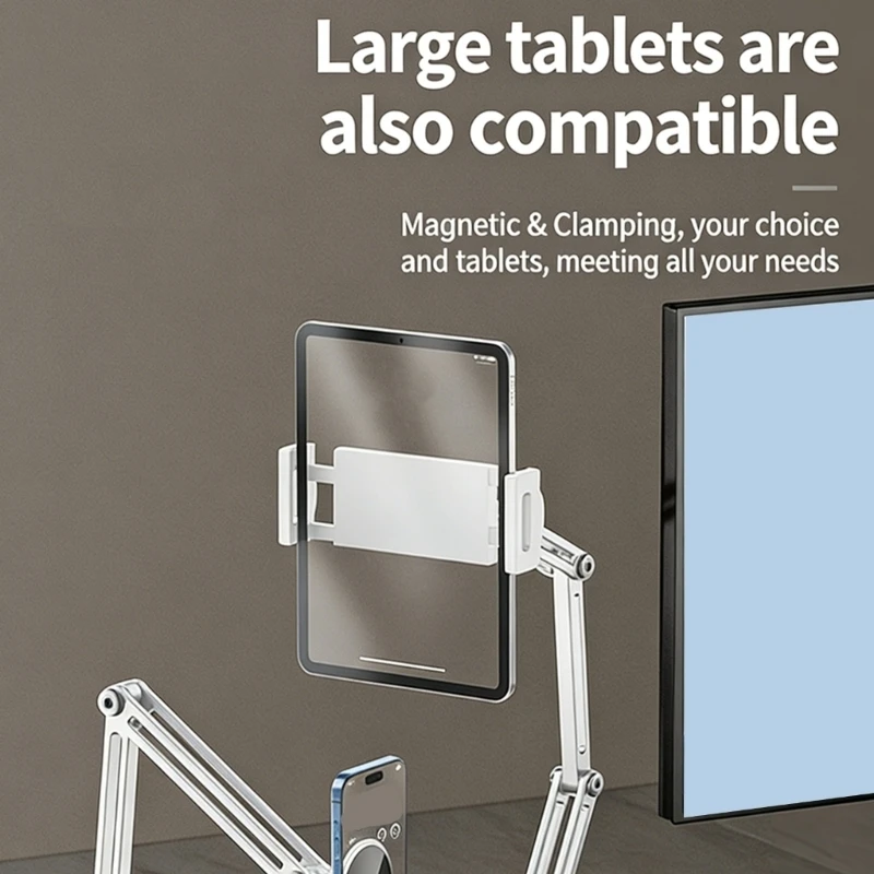 HX6A Aluminum Alloy Ergonomic Rotating Tablets Stand Foldable Adjustable Heights Clamp