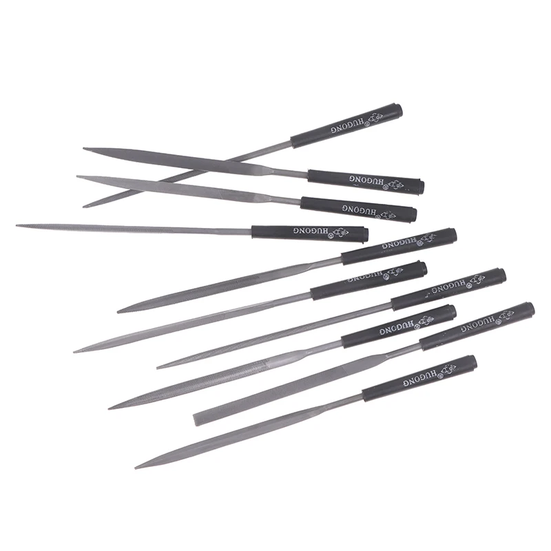 Kit mini lime di precisione per denti a doppio taglio da 10 pezzi - Acciaio ad alto tenore di carbonio da 140 mm con manico in PVC Strumenti per gioielli e orologiai