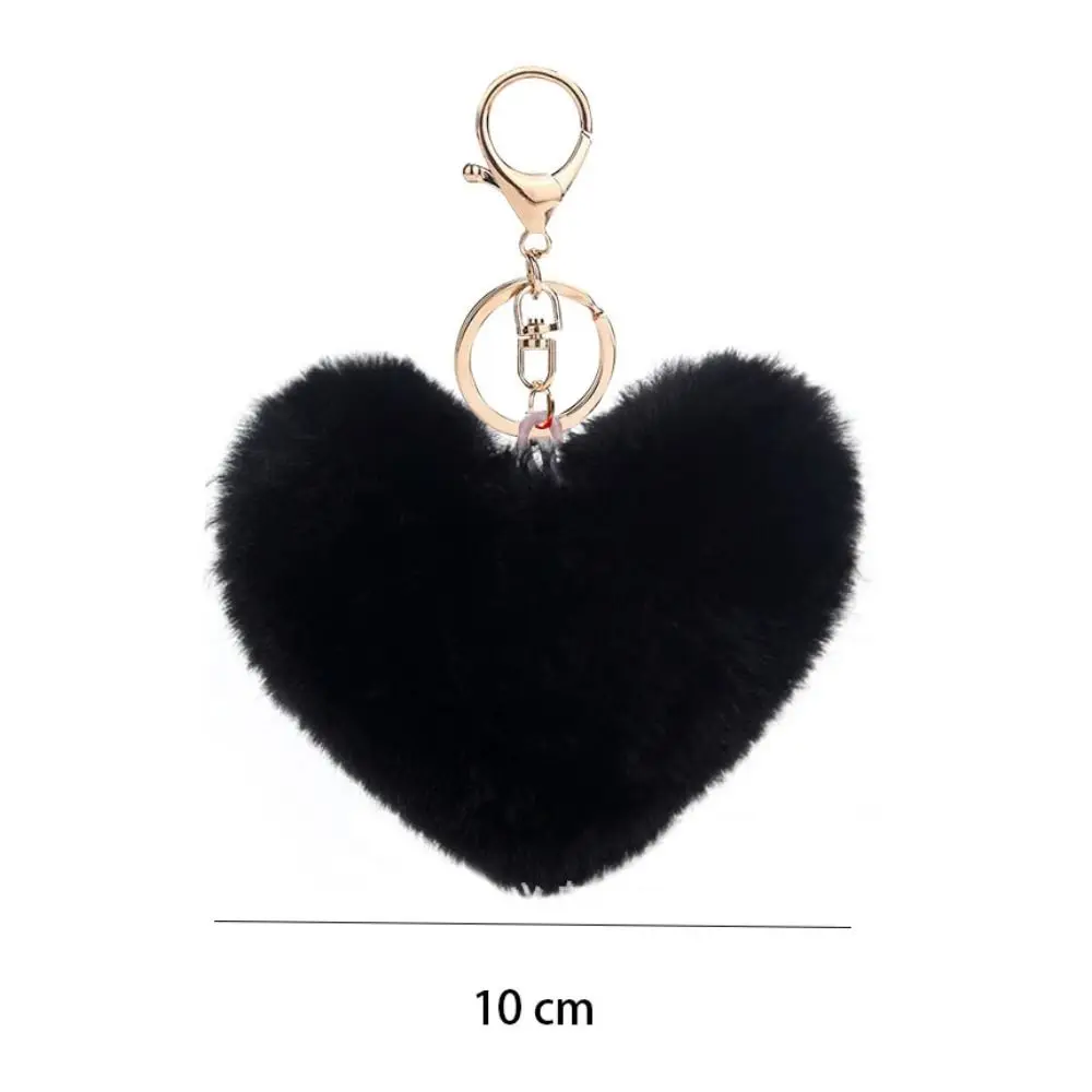 Fashion Love Heart Plush Bag Pendant Fluffy Ball Solid Color Hanging Decoration Bag Accessories Imitation Rabbit Fur Key Chain