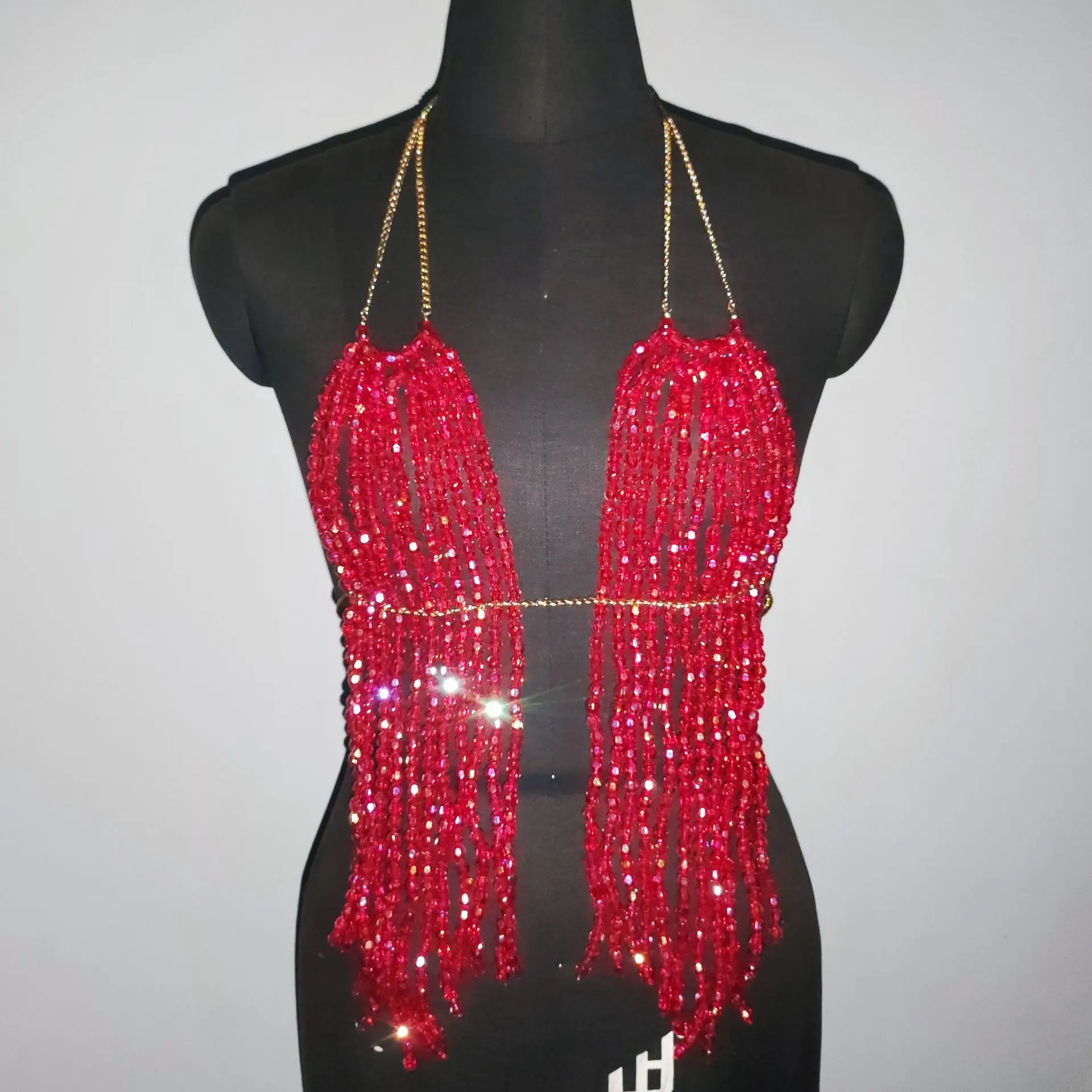 European And American Hip-Hop Punk Sequin Vest, Yacht Beach Vacation Accessories, Electronic Syllable Party Bikini Top