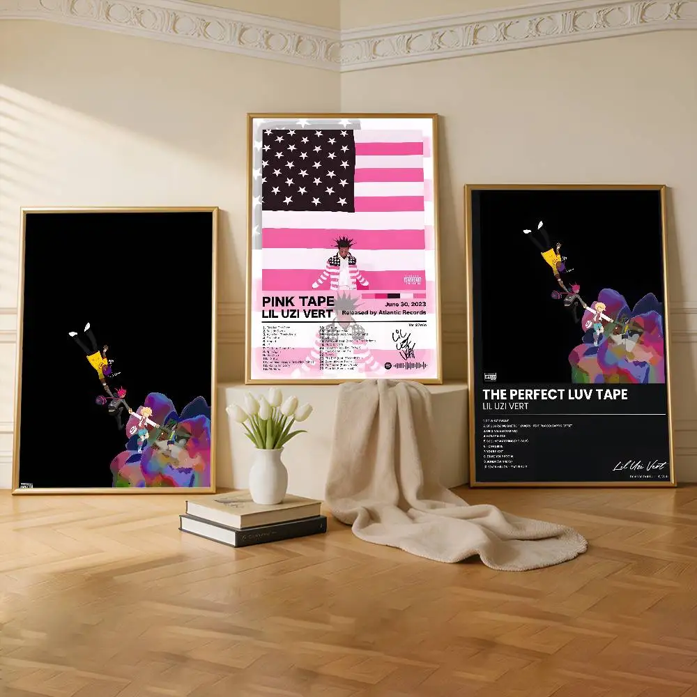 Póster autoadhesivo premium con portada de álbum de música Pop Rap L-Lil Uzi Vert, impresión HD, calcomanía de pared removible para decoración del hogar y comercial