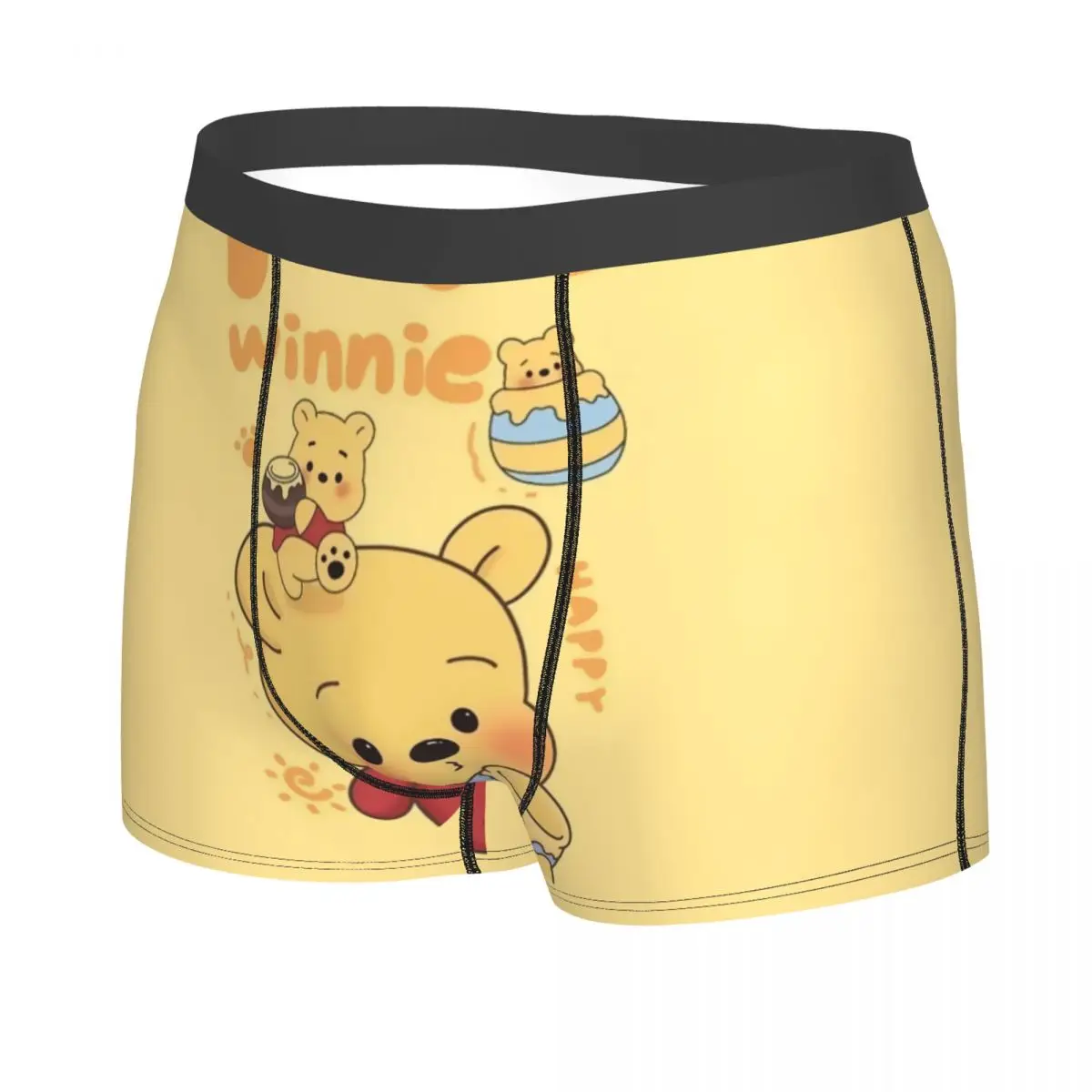 مخصص ويني بوه سراويل بوكسر للرجال ثلاثية الأبعاد طباعة الأصفر الدب لطيف الحيوان سراويل داخلية ملخصات لينة السروال