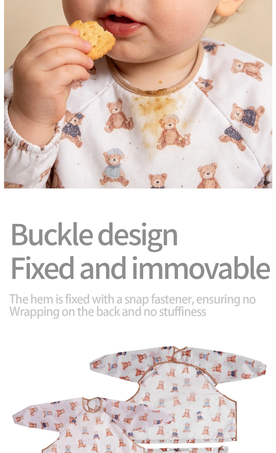 Kangobaby Baby-Lätzchen - Verschmutzungssichere Fütterungslätzchen für Babys - Verstellbar, wasserdicht und mit Befestigung für Hochstuhl/Tisch – Detail 6
