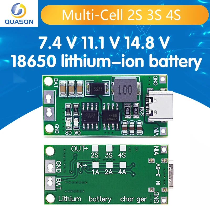 Multi-Cell 2S 3S 4S Type-C To 8.4V 12.6V 16.8V Step-Up Boost LiPo Polymer Li-Ion Charger 7.4V 11.1V 14.8V 18650 Lithium Battery