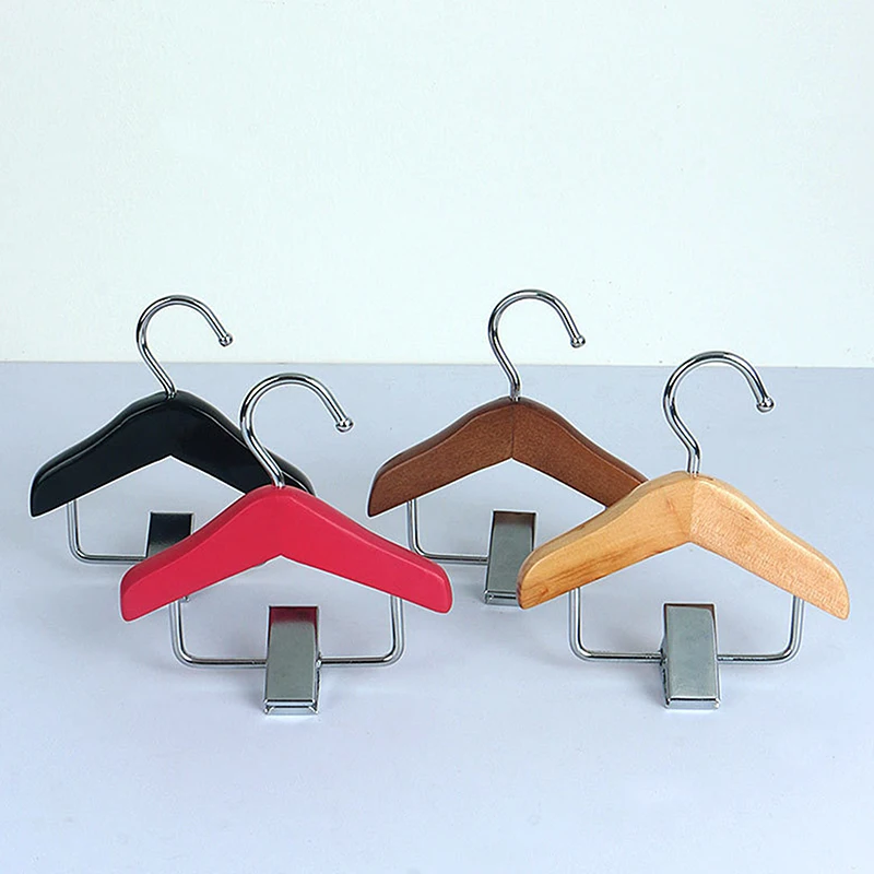 

Mini Clothes Hanger Wood Baby Clothes Hanger Non-Slip Clip Pet Clothes Hook Wardrobe Hanger Trouser Clips Display Stands