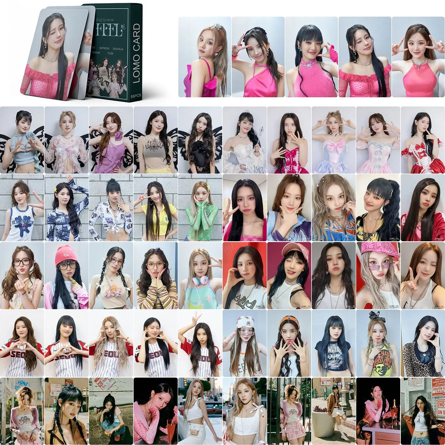 55PCS Kpop Gidle Photocards New Album Super Lady Lomo Card (G)I-DLE 2nd Album Photo Cards Fans Gift