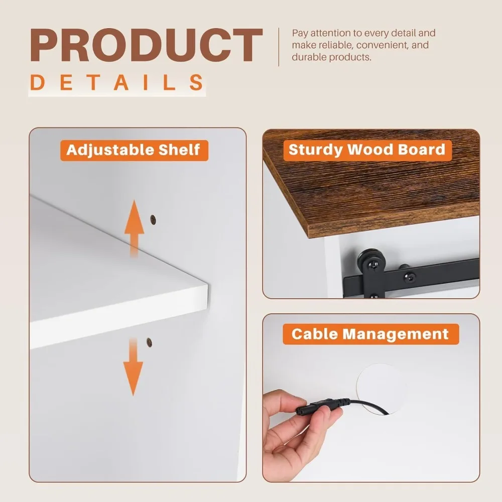 حامل تلفزيون للتلفزيونات حتى 65 بوصة مركز ترفيه المزرعة مع خزائن تخزين أبواب الحظيرة المنزلقة الحديثة #5