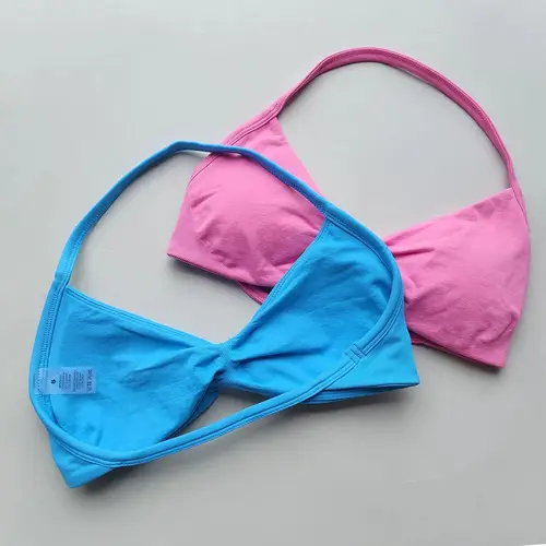 Imagen 2 del producto Sujetador deportivo de moda para mujer, Top de gimnasio, soporte alto, correa fina de impacto, sujetadores deportivos sin costuras con cuello Halter, camiseta sin mangas para entrenamiento y Yoga