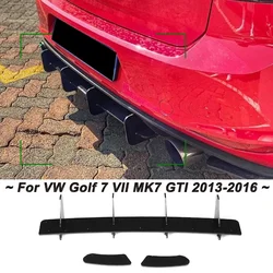 For Volkswagen Golf 7 VII MK7 GTI 2013-2016 4 Fins Car Rear Bumper Diffuser Side Splitters Spoiler Lip 2013-2016 ABS Plastic