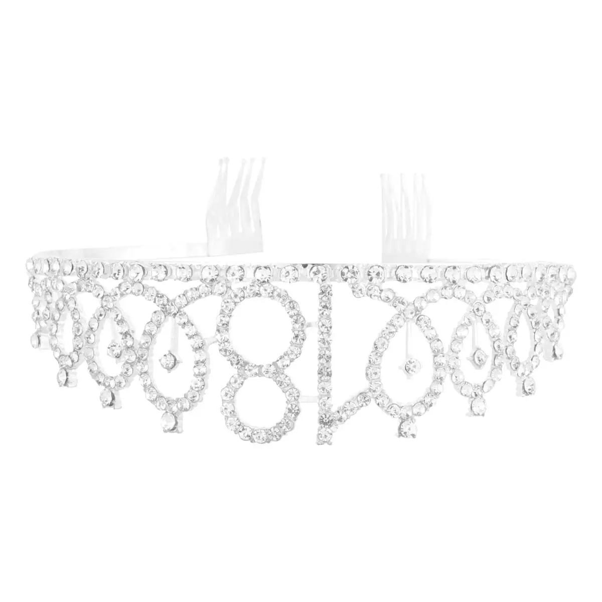 

1PC Rhinestone Crown with Alloy Insertion Hair Comb Decorative Crown Hair for 18th Birthday (Silver)