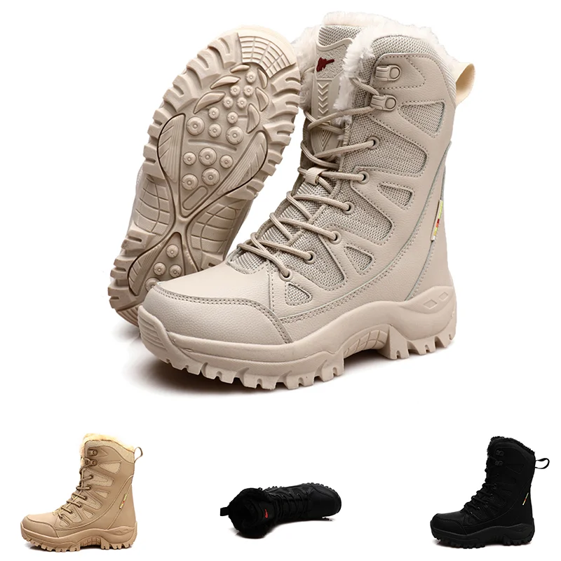 

High-Top Warm Outdoor Boots, Fleece-Lined And Anti-Slip With Thick Soles, Ideal For Winter Travel