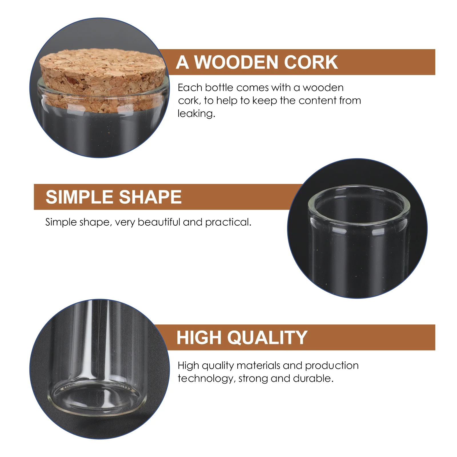 

6pcs Glass Test Tubes Clear Mini Bottles For Diy Craft Storage Powder Decor Transparent Reagent Bottle Holder