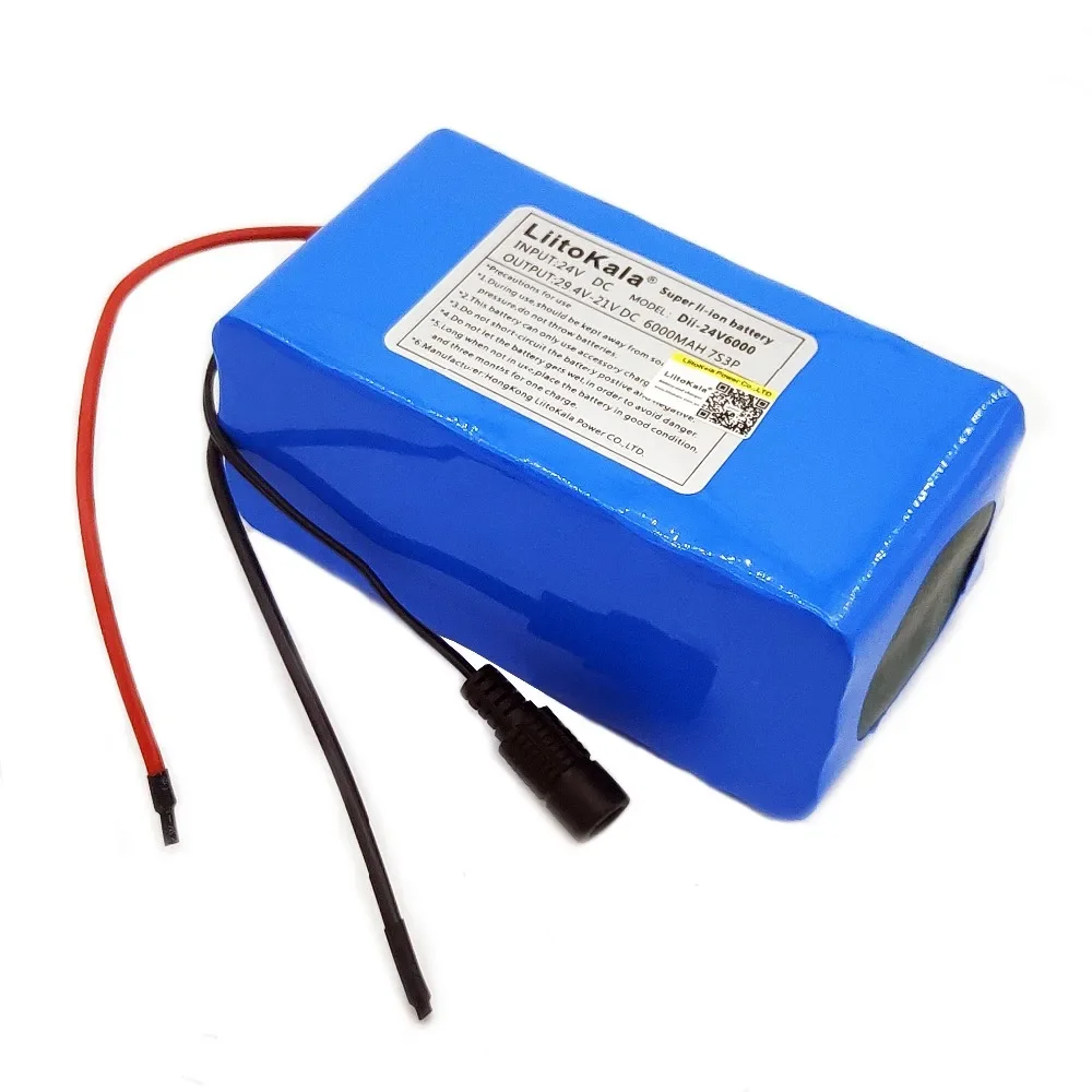 LiitoKala 24V 6Ah 7S3P 18650 Lithium Ion Battery 29.4V 6000mAh For Electric Bicycle