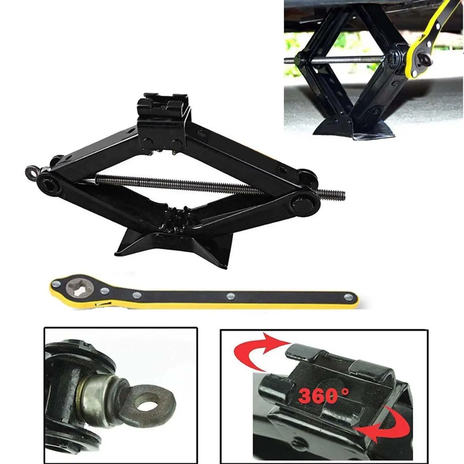 Automotive Car Scissor Jack 2 Tons Foldable Universal Accessories Thickened Steel Material Horizontal Type Effort Saving Durable