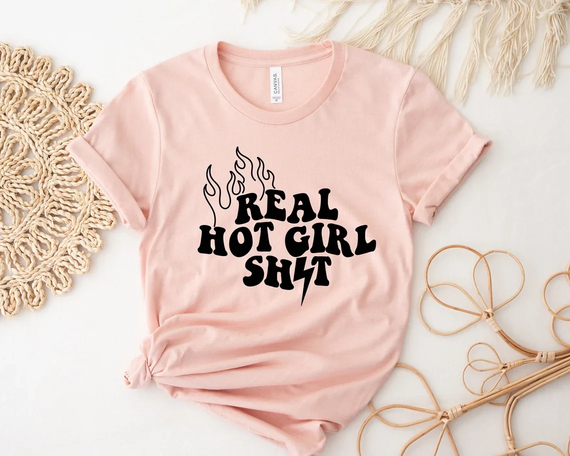 Skuggnas Real Hot Girl Shit Cotton T-shirt Tumb Shirt Aesthetic Sassy Girl t shirt Sarcastic Women Fashion t shirts
