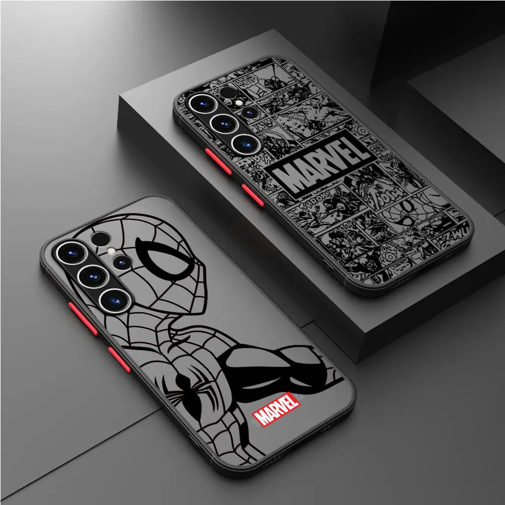 Cover Marvel Spiderman Ironman Case for Samsung Galaxy S9 S10 S22 5G S23 S24 Ultra S20 FE S21 Plus Capa Bumper Matte