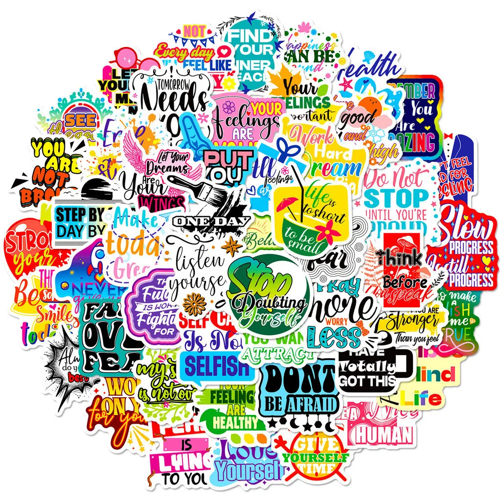 50 Uds. De pegatinas de grafiti impermeables con frases en inglés para cuenta de mano, estuche para lápices, calcomanías, tienda BulingBulingStickers