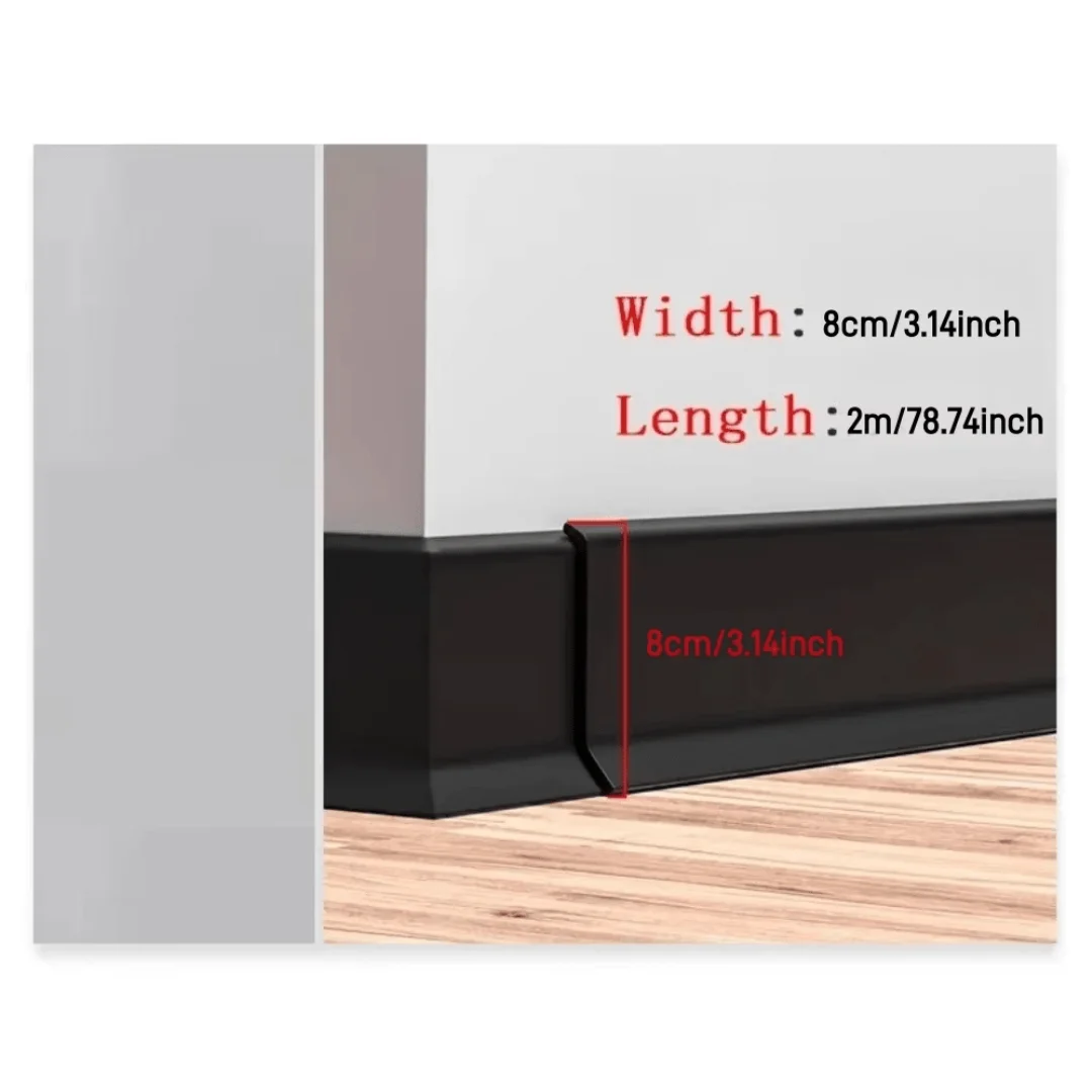 1PC 2m/78.74inch Flexible Baseboard Molding Trim,Self-Adhesive Vinyl Wall Base, Peel and Stick Cove Base, Rubber Wall Base