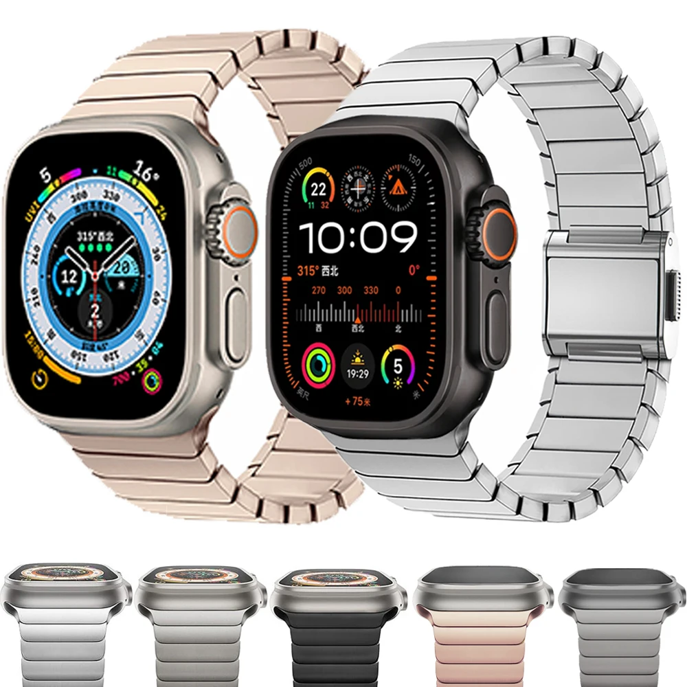 

Titanium Strap for Apple Watch Ultra 2 49mm 46mm 45mm 44mm 42mm Metal Magnetic Watchbands iWatch series 10 Ultra 9 8 7 6 5 4 SE