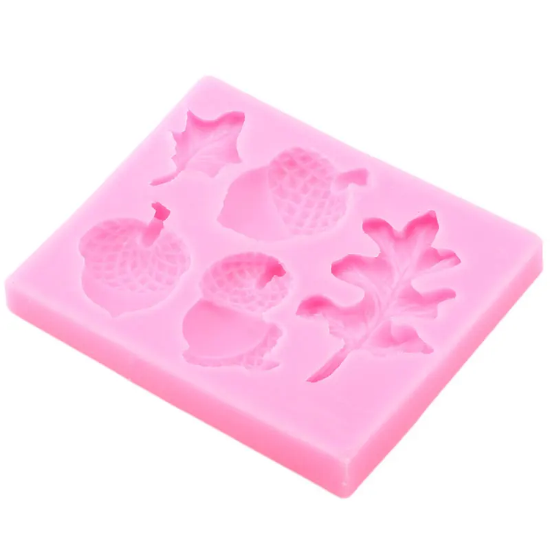 Pine Cone Nuts Silicone Molds Acorn Leaves Fondant Cake Decorating Tools DIY Cupcake Topper Mold Candy Chocolate Gumpaste Moulds