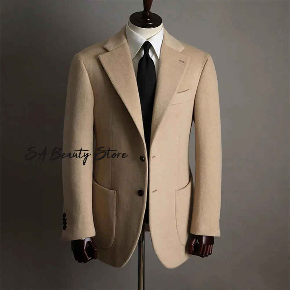 

Зимний шерстяной мужской короткий пиджак, однобортный деловой повседневный пиджак, высококачественный костюм из шерстяной ткани, пальто