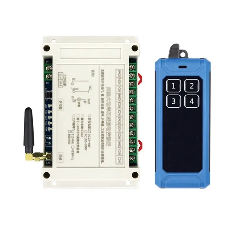 ELECT-LED Light Switch 300M DC12V-48V 4CH Wireless Remote Control 30A Garage Door Switch Transmitter Relay+ Receiver 433Mhz
