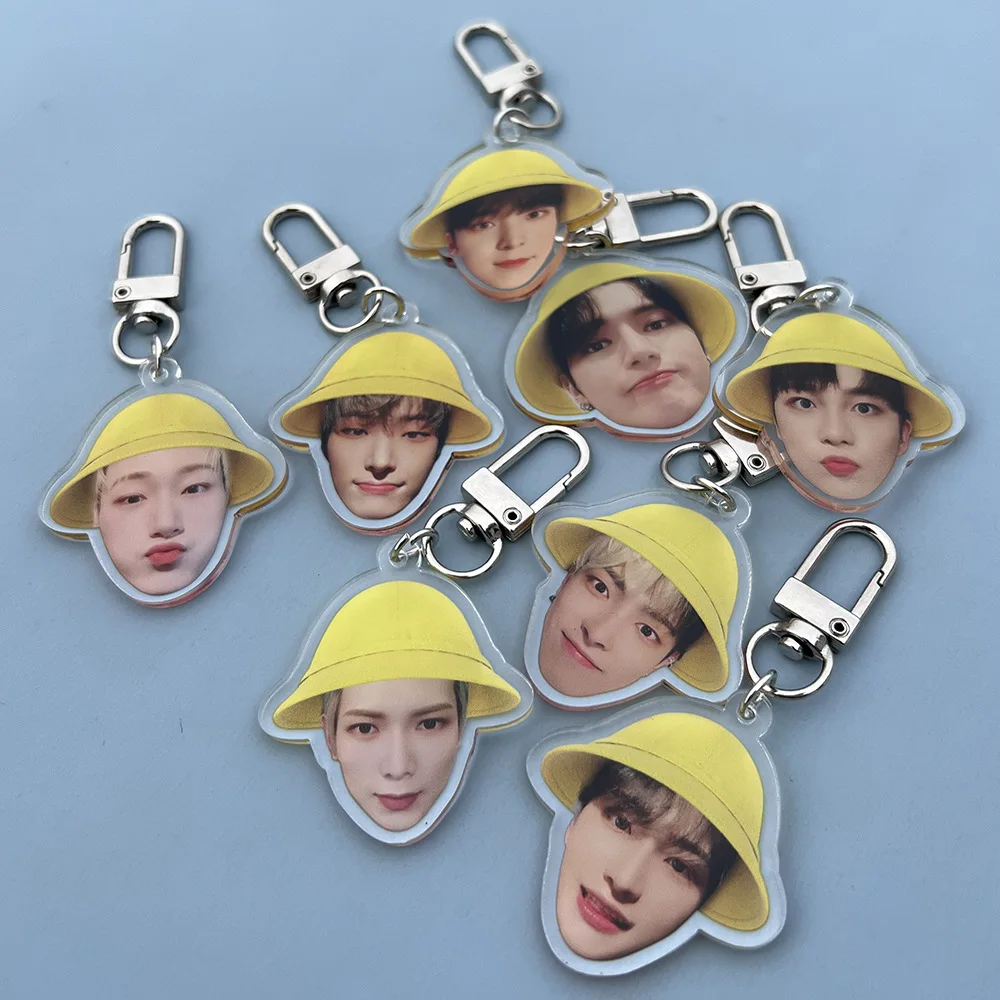 Kpop ATEEZ Acrylic Keychain Wooyoung YeoSang Yellow Hat Photo Printing Pendant Keyring Bag Accessories Fan Gifts