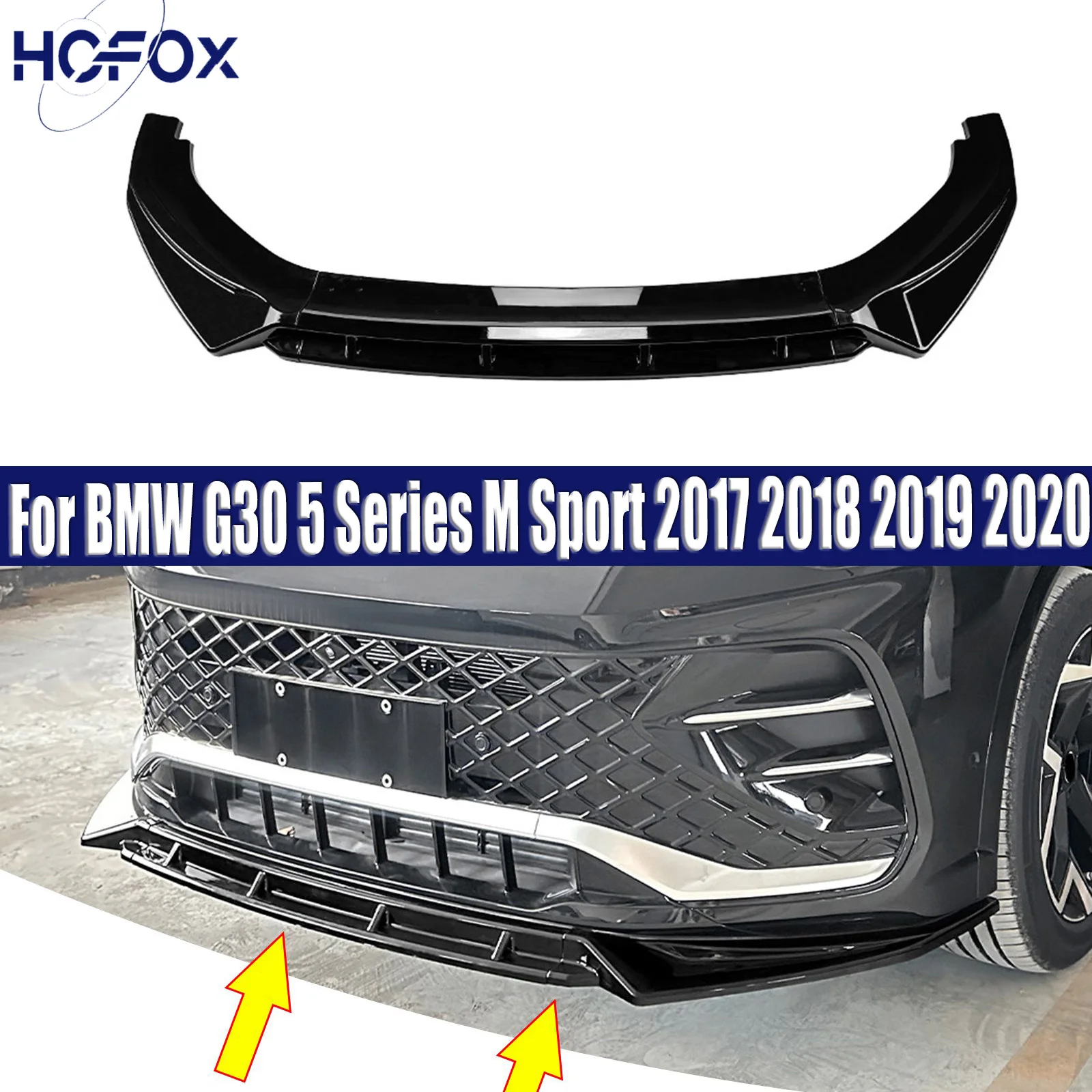 

For BMW G30 5 Series M Sport 2017 2018 2019 2020Front Bumper Lip Splitter Spoiler Matte Glossy Black Carbon Fiber Look