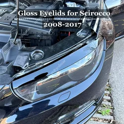 Glossy Black Car Head Light Lamp Eyebrow Eyelid Cover Trim For VW Scirocco MK3 2008 2009 2010 2011 2012 2013 2014 2015 2016 2017